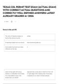 TEXAS CDL PERMIT TEST EXAM &lpar;ACTUAL EXAM&rpar; WITH CORRECT ACTUAL QUESTIONS AND CORRECTLY WELL DEFINED ANSWERS LATEST ALREADY GRADED A&plus; 2026