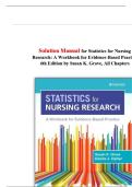 Solution Manual for Statistics for Nursing Research&colon; A Workbook for Evidence-Based Practice 4th Edition by Susan K&period; Grove&comma; All Chapters Updated 2025 &vert;&vert; TEST BANK