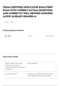 TEXAS CERTIFIED APPLICATOR EXAM PREP EXAM WITH CORRECT ACTUAL QUESTIONS AND CORRECTLY WELL DEFINED ANSWERS LATEST ALREADY GRADED A&plus;