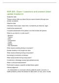 NUR 205 - Exam 1 questions and answers latest&NewLine;update Graded A&plus;&NewLine;Subjective data&NewLine;Things a person tells you about that you cannot observe through your&NewLine;senses&semi; symptoms&NewLine;Objective data&NewLine;Information that is seen&comma; heard&comma; felt&comma; or smelled by an observer&semi; sig
