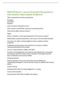 NUR125 Exam 4 Joyce University Fall questions&NewLine;and answers latest update Graded A&plus;&NewLine;Three components of sensory experience&NewLine;Reception&NewLine;Perception&NewLine;Reaction&NewLine;when do sensory alterations occur&quest;&NewLine;when a person has difficulty receiving or perceiving stimuli&NewLine;