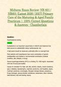 Midterm Exam Review&colon; NR 601 &sol; NR601 &lpar;Latest 2026 &sol; 2027&rpar; Primary Care of the Maturing & Aged Family Practicum &vert; 100&percnt; Correct Questions & Answers - Chamberlain