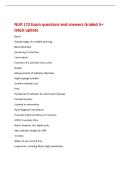 NUR 172 Exam questions and answers Graded A&plus;&NewLine;latest update&NewLine;Bevel&NewLine;Slanted edge of a needle opening&NewLine;Bevel direction&NewLine;Up during IV insertion&NewLine;Cannulation&NewLine;Insertion of a catheter into a vei