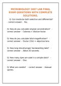 MicroBiology 3407 Lab Final Exam &vert; Questions & Complete Solutions&NewLine;&NewLine;