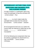 Microbiology Lecture Final Exam 2025-2026 &vert; Questions & Answers &vert; Already Passed&NewLine;&NewLine;