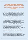 Florida Adjuster Licensing Practice Exam 2026 &vert; Questions & 100&percnt; Correct Answers &vert; Graded A&plus;&NewLine;&NewLine;