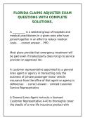 Florida Claims Adjuster Exam 2026 &vert; Questions & Complete Solutions&NewLine;&NewLine;