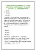 Claims Adjuster's Exam Florida 2026 &vert; Questions & Answers &vert; Graded A&NewLine;&NewLine;