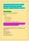 Intuit Academy Tax Level 1 Exam - Complete &NewLine;Questions&comma; Verified Answers & Detailed &NewLine;Rationales &vert; Updated 2025&sol;2026 &vert; Graded A&plus; 