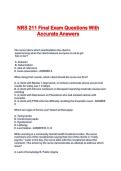 NRS 211 Final Exam Questions With Accurate Answers