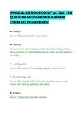PHYSICAL ANTHROPOLOGY ACTUAL TEST &NewLine;QUESTIONS WITH VERIFIED ANSWERS &NewLine;COMPLETE EXAM REVIEW 