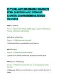 PHYSICAL ANTHROPOLOGY COMPLETE &NewLine;EXAM QUESTIONS AND DETAILED &NewLine;ANSWERS COMPREHENSIVE REVIEW &NewLine;RESOURCE 