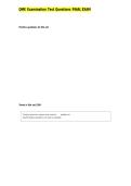 QME Examination Test Questions FINAL EXAM