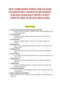 NEW YORK HOME INSPECTOR LICENSE &NewLine;EXAMINATION COMPLETE QUESTIONS &NewLine;AND DETAILED SOLUTIONS LATEST &NewLine;UPDATE THIS YEAR JUST RELEASED 