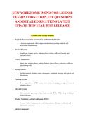 NEW YORK HOME INSPECTOR LICENSE &NewLine;EXAMINATION COMPLETE QUESTIONS &NewLine;AND DETAILED SOLUTIONS LATEST &NewLine;UPDATE THIS YEAR JUST RELEASED