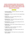 MARYLAND HOME INSPECTOR LICENSING &NewLine;EXAMINATION COMPLETE QUESTIONS AND &NewLine;DETAILED SOLUTIONS LATEST UPDATE THIS &NewLine;YEAR JUST RELEASED 