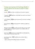 Portage Learning General Psychology Module 3&NewLine;Exam questions and answers Graded A&plus; latest&NewLine;update&NewLine;Sensation -sense organs converting sensory information to impulses&NewLine;Transduction -energy from sound or light is converted into nerve impulse&NewLine;&lpar;Action Potent