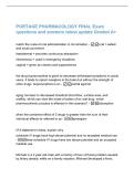 PORTAGE PHARMACOLOGY FINAL Exam&NewLine;questions and answers latest update Graded A&plus;&NewLine;match the route of oral administration to its indication - oral &equals; safest&NewLine;and most convenient&NewLine;transdermal &equals; provides continuous absorption&NewLine;intravenous &equals; used in emergency si