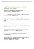 Portage Psych 140 Exam questions and answers&NewLine;Graded A&plus; latest update&NewLine;In which sensorimotor stage do infants learn to use symbols&quest; -&NewLine;Internalization of schemes&NewLine;According to Piaget&comma; in which sensorimotor substage do infants experiment with&NewLine;toys&quest; -Terti