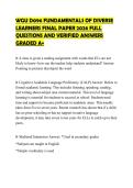 WGU D096 FUNDAMENTALS OF DIVERSE LEARNERS FINAL PAPER 2026 FULL QUESTIONS AND VERIFIED ANSWERS GRADED A&plus;&period;pdf&NewLine;&NewLine;