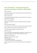 PSYC 101 Module 3 - Portage learning Exam&NewLine;questions and answers Graded A&plus; latest update&NewLine;What is sensation&quest;&NewLine;the process by which our sensory receptors detect stimuli and send info to the&NewLine;brain as neural impulses&NewLine;What is transduction&quest;&NewLine;The conversion o