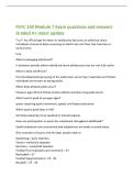 PSYC 140 Module 7 Exam questions and answers&NewLine;Graded A&plus; latest update&NewLine;T or F&period; No official age for when an adolescent becomes an adult but many&NewLine;individuals choose to delay assuming an adult role until their late twenties or&NewLine;early thirties&NewLine;true&NewLine;What is