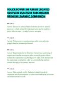 POLICE POWERS OF ARREST UPDATED &NewLine;COMPLETE QUESTIONS AND ANSWERS &NewLine;PREMIUM LEARNING COMPANION 
