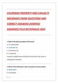 COLORADO PROPERTY AND CASUALTY INSURANCE EXAM QUESTIONS AND CORRECT ANSWERS &lpar;VERIFIED ANSWERS&rpar; PLUS RATIONALES 2025