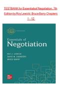TESTBANK for Essentialsof Negotiation&comma; 7th &NewLine;Edition by Roy Lewicki&comma; Bruce Barry Chapters &NewLine;1 - 12 