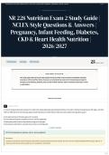 NR 228 Nutrition Exam 2 Study Guide   NCLEX-Style Questions & Answers   Pregnancy&comma; Infant Feeding&comma; Diabetes&comma; CKD & Heart Health Nutrition   2026 2027