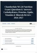 Chamberlain NR 228 Nutrition Exam 1 Questions & Answers   Carbohydrates&comma; Proteins&comma; Lipids&comma; Vitamins & Minerals Review   2026 2027