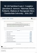 NR 228 Nutrition Exam 2   Complete Questions & Answers   Maternal&comma; Infant&comma; Pediatric&comma; Diabetes & Therapeutic Diets   Chamberlain University   2026 2027