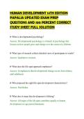 HUMAN DEVELOPMENT 14TH EDITION PAPALIA UPDATED EXAM PREP QUESTIONS AND 100