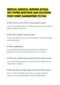 MEDICAL SURGICAL NURSING ACTUAL TEST PAPER QUESTIONS AND SOLUTIONS STUDY SHEET