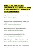 MEDICAL SURGICAL NURSING CERTIFICATION EVALUATION TEST BANK EVERY CHAPTER LATEST REVIEW SHEET 100 PERCENT VERIFIED&period;pdf&NewLine;&NewLine;