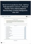 NR 667 CEA Exam Review Pack &vert; Full Test Bank Questions & Answers &vert; Advanced Practice Nurse Clinical Judgment&comma; Pharmacology & Patient Management &vert; 2026 &vert; 2027