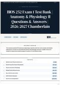 BIOS 252 Exam 1 Test Bank &vert; Anatomy & Physiology II Questions & Answers &vert; 2026 &vert; 2027 Chamberlain