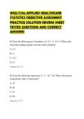 WGU C784 APPLIED HEALTHCARE STATISTICS OBJECTIVE ASSESSMENT PRACTICE SOLUTION