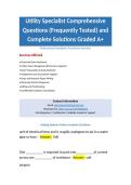 Utility Specialist Comprehensive Questions &lpar;Frequently Tested&rpar; and Complete Solutions Graded A&plus;