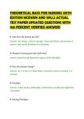 THEORETICAL BASIS FOR NURSING SIXTH EDITION MCEWEN AND WILLS ACTUAL TEST PAPER