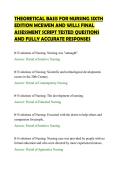 THEORETICAL BASIS FOR NURSING SIXTH EDITION MCEWEN AND WILLS FINAL ASSESSMENT SCRIPT