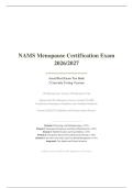 NAMS MENOPAUSE EXAM 2026&sol;2027 &vert; Questions & Answers Graded A &vert; Latest Update &vert; All-in-One Package Deal &vert; Pass Guaranteed