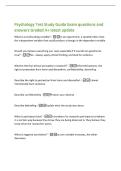 Psychology Test Study Guide Exam questions and&NewLine;answers Graded A&plus; latest update&NewLine;What is a confounding variable&quest; -In an experiment&comma; a variable other than&NewLine;the independent variable that could produce a change in the dependent variable&NewLine;Should you believe e