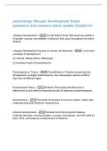 psychology lifespan Development Exam&NewLine;questions and answers latest update Graded A&plus;&NewLine;Lifespan Development - It is the field of study that examines patterns&NewLine;of growth&comma; change&comma; and stability in behavior that occur throughout the entire&NewLine;lifespan&period;&NewLine;Lifespan