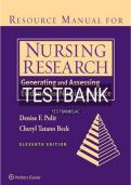 Nursing Research Generating and Assessing Evidence for Nursing Practice 11th Edition Test Bank by Denise F&period; Polit and Cheryl Tatano Beck Updated Latest 2026&ndash;2027 Complete Questions and Answers for Evidence Based Nursing Research Exam Preparation Nursing R