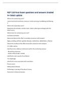 RCP 110 Final Exam questions and answers Graded&NewLine;A&plus; latest update&NewLine;What is the conducting zone&quest;&NewLine;nose to terminal bronchioles&semi; moves air while warming&comma; humidifying and filtering&NewLine;it&NewLine;What is the respiratory zone&quest;&NewLine;Respiratory bronchioles&comma; alveolar ducts&comma; 