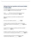 Refrigerating Exam questions and answers Graded&NewLine;A&plus; latest update&NewLine;The US governmental body charged with enforcing the regulations of the Clean&NewLine;Air Act is the -Environmenal Protection Agency &lpar;EPA&rpar;&NewLine;Section &lowbar;&lowbar;&lowbar;&lowbar;&lowbar;&lowbar;&lowbar;&lowbar; of the Clean Air Act requires that all 