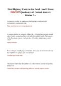Nicet Highway Construction Level 1 and 2 Exam 2026&sol;2027 Questions And Correct Answers Graded A&plus;&NewLine;&NewLine;