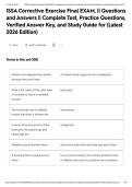 ISSA Corrective Exercise Final EXAM&comma; &vert;&vert; Questions and Answers &vert;&vert; Complete Test&comma; Practice Questions&comma; Verified Answer Key&comma; and Study Guide for &lpar;Latest 2026 Edition&rpar;&NewLine;&NewLine;
