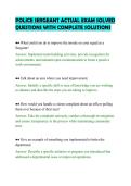 POLICE SERGEANT ACTUAL EXAM SOLVED &NewLine;QUESTIONS WITH COMPLETE SOLUTIONS 